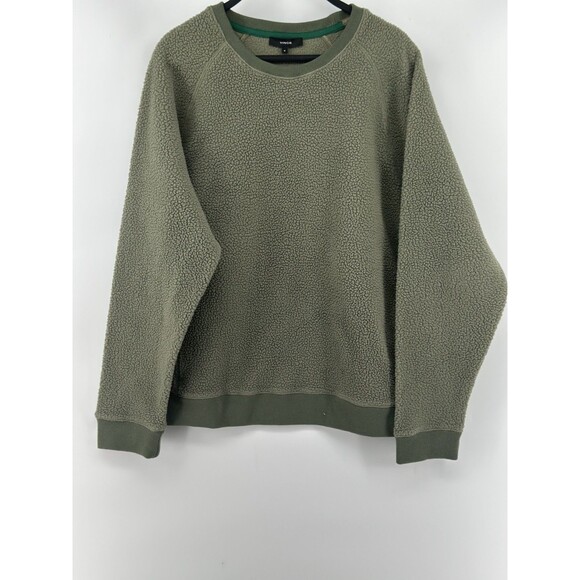 Vince Womens Cozy Faux Sherpa Pullover Sweater M Green - Picture 1 of 3